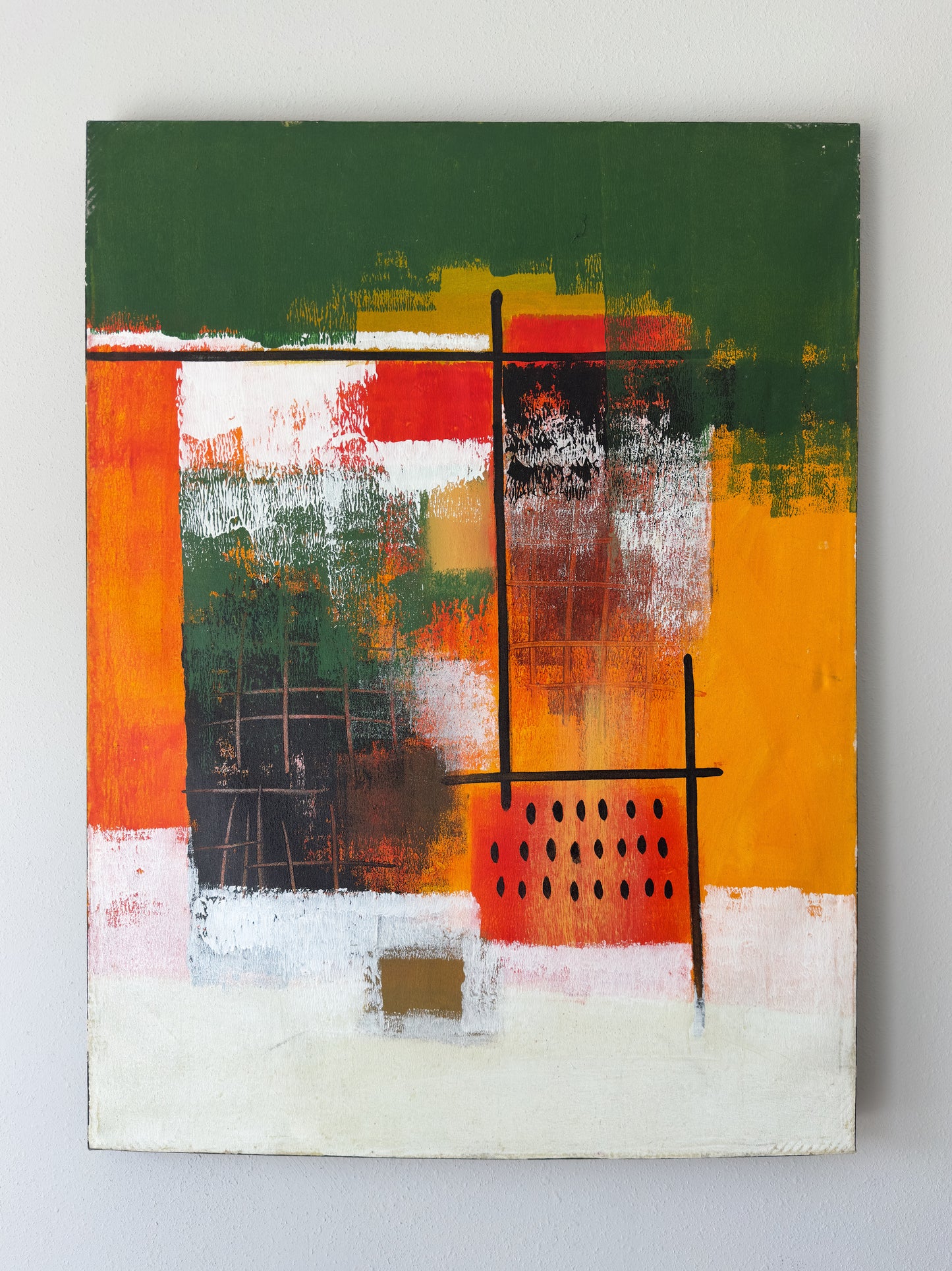 1970s Iconic Mid-Century Modern Abstract Painting by Unknown Artist