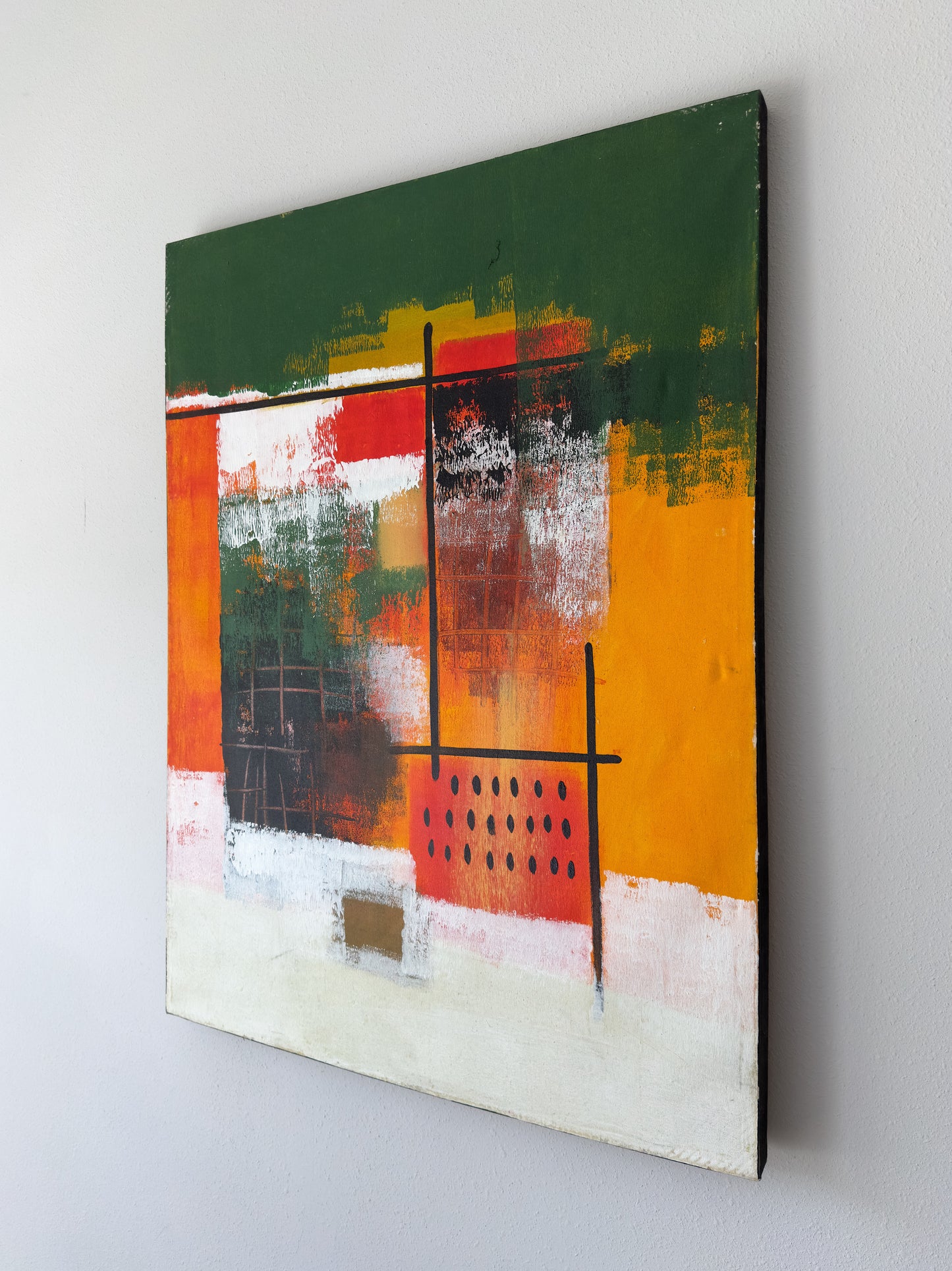 1970s Iconic Mid-Century Modern Abstract Painting by Unknown Artist