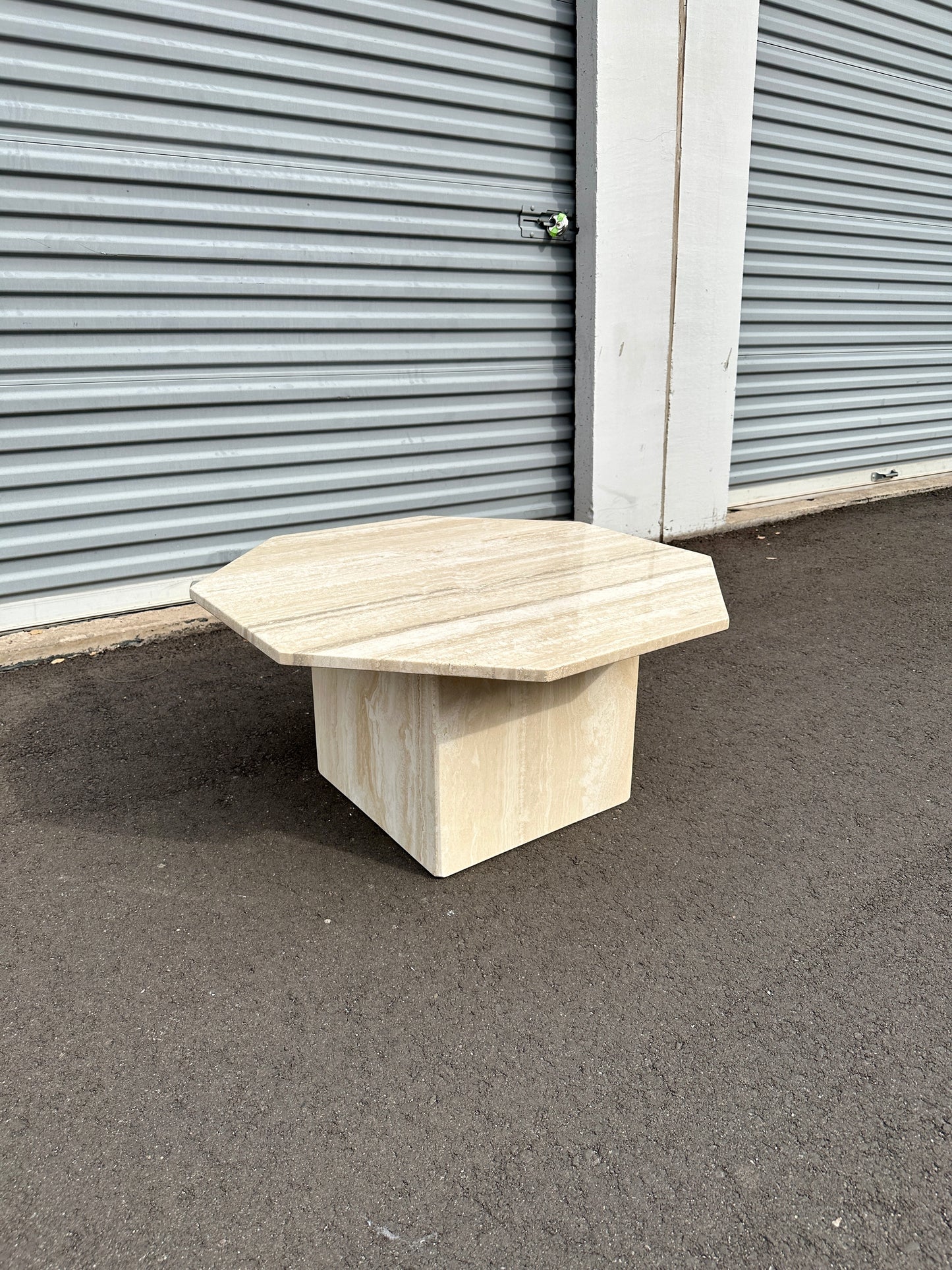 1970s Octagonal Travertine Coffee Table