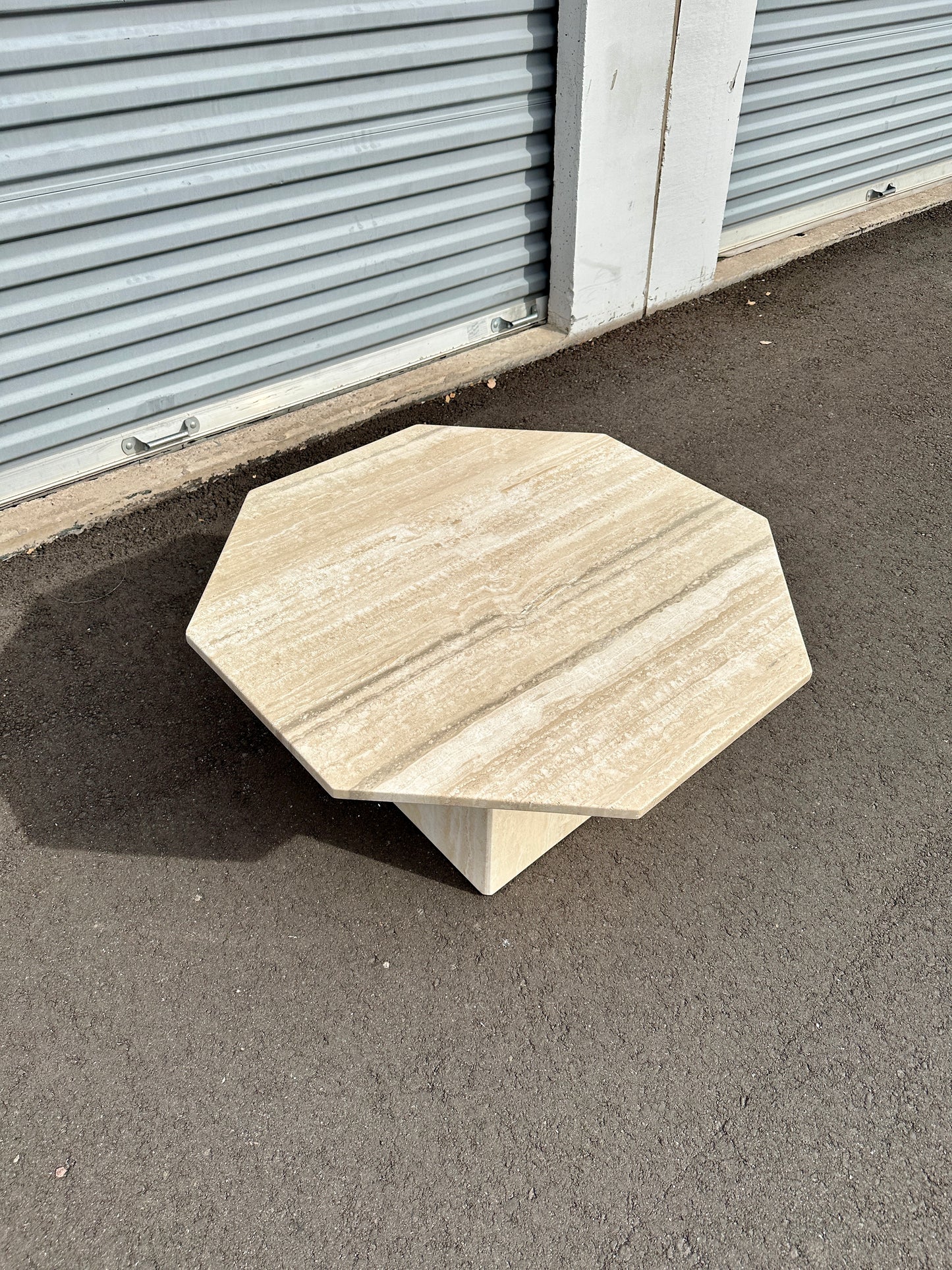 1970s Octagonal Travertine Coffee Table