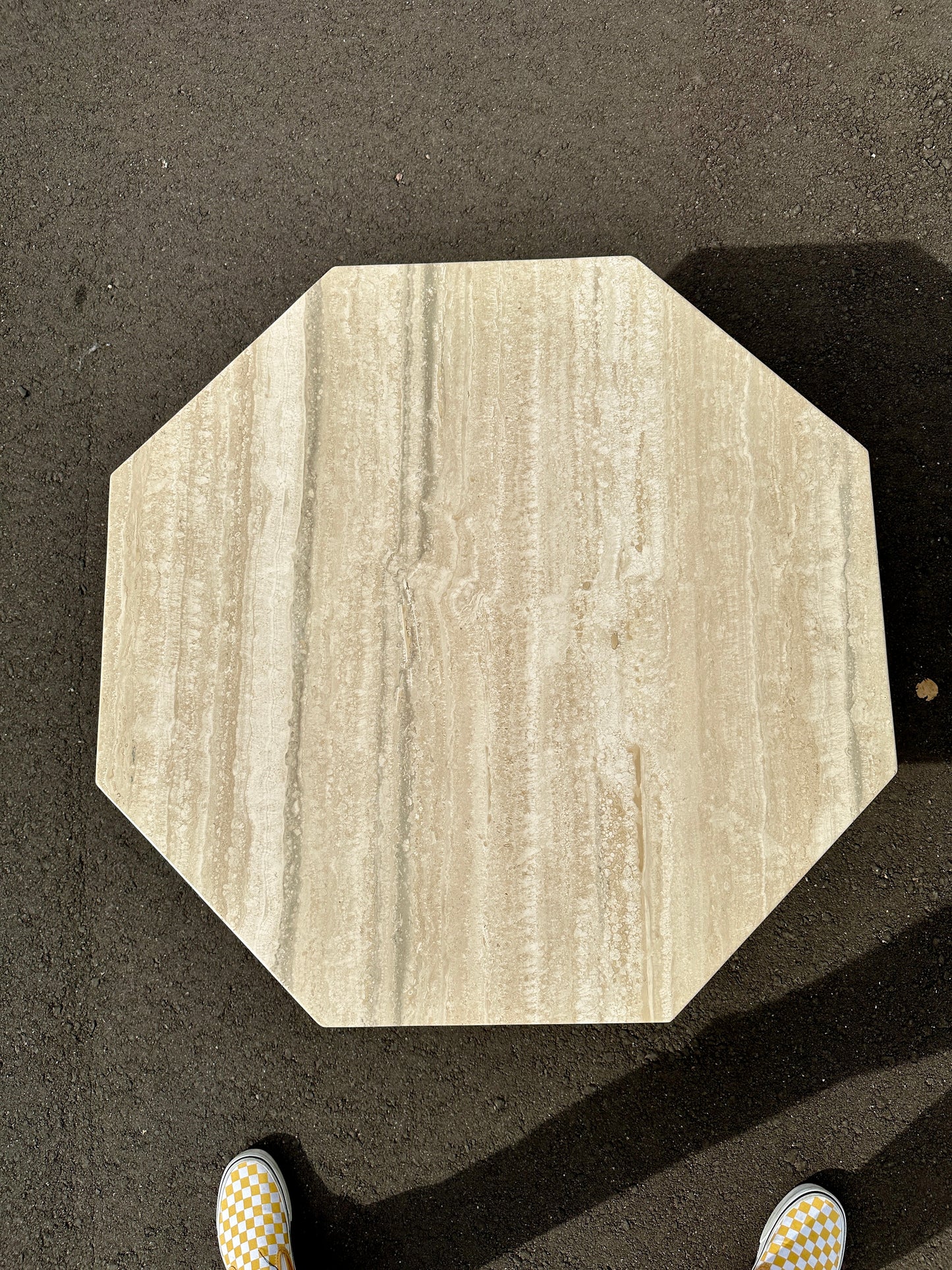 1970s Octagonal Travertine Coffee Table