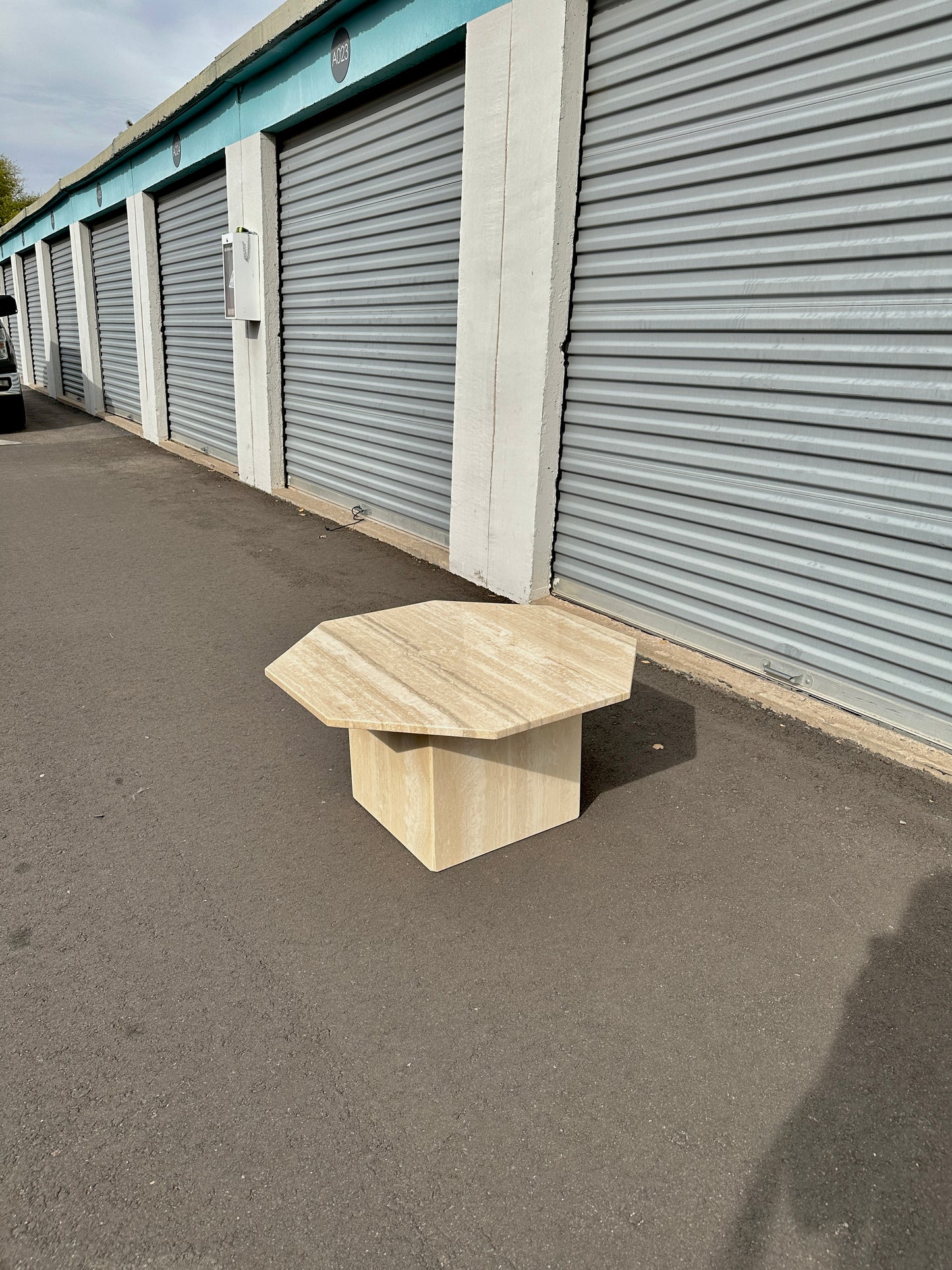 1970s Octagonal Travertine Coffee Table
