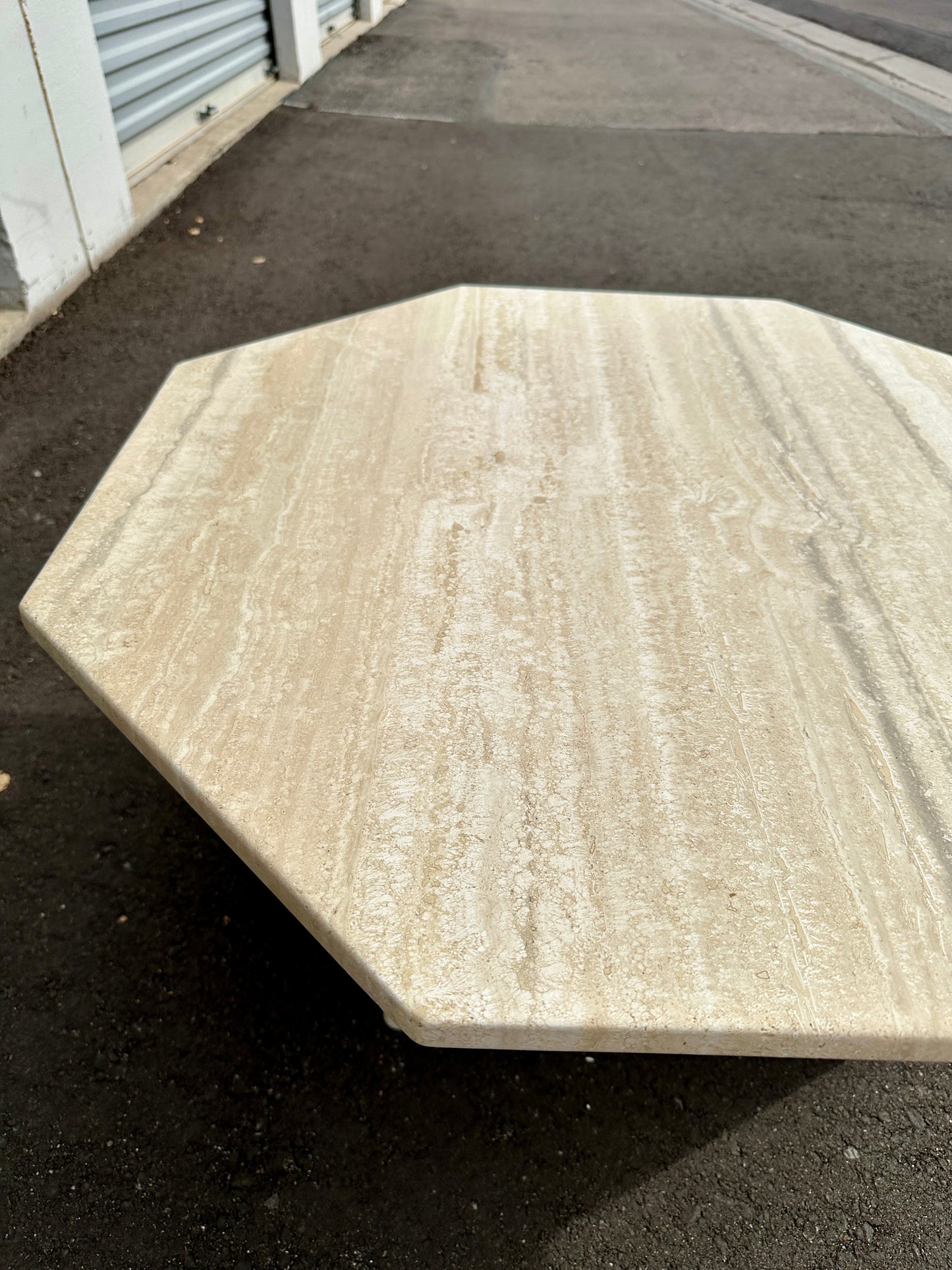 1970s Octagonal Travertine Coffee Table