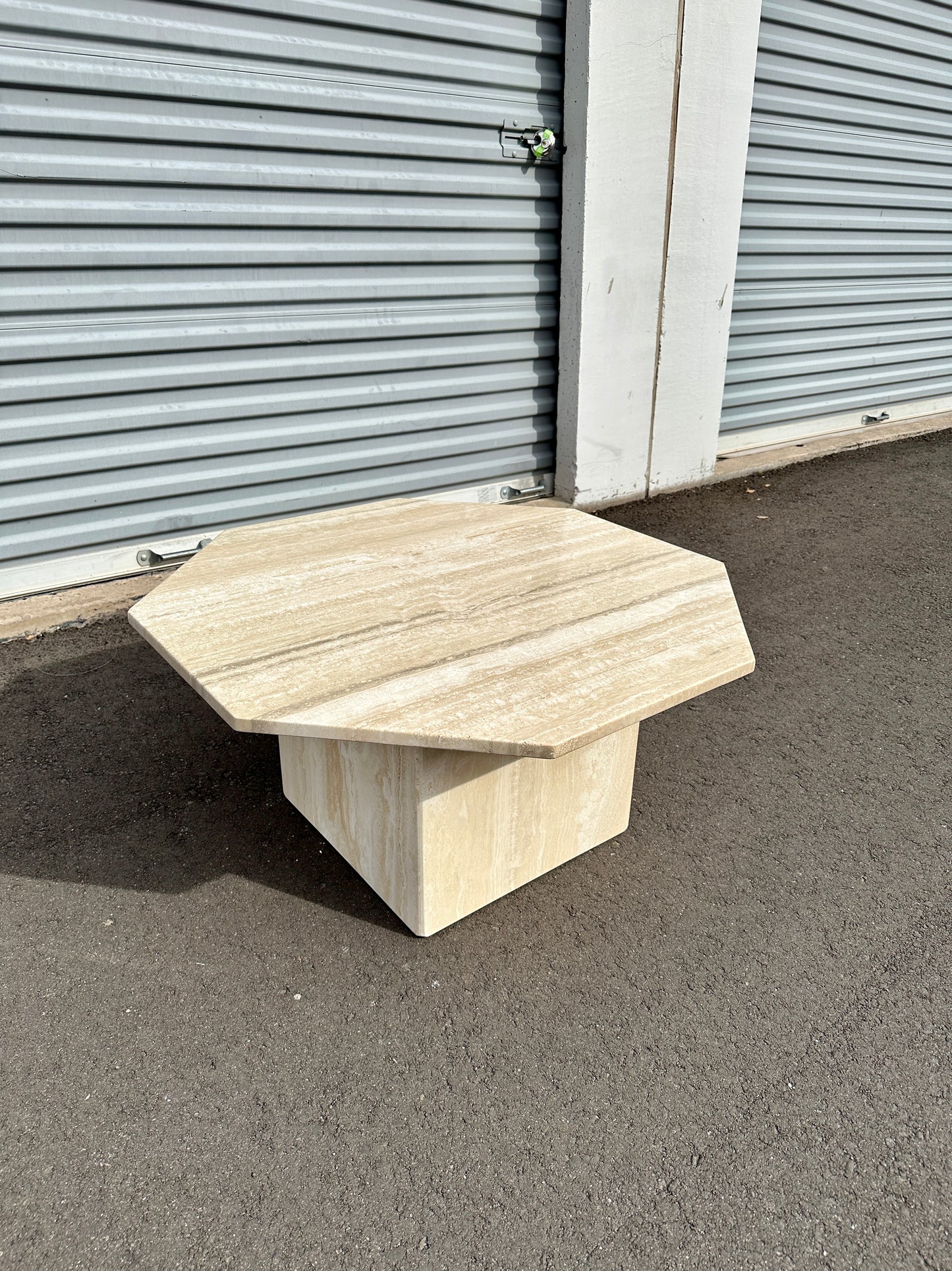 1970s Octagonal Travertine Coffee Table