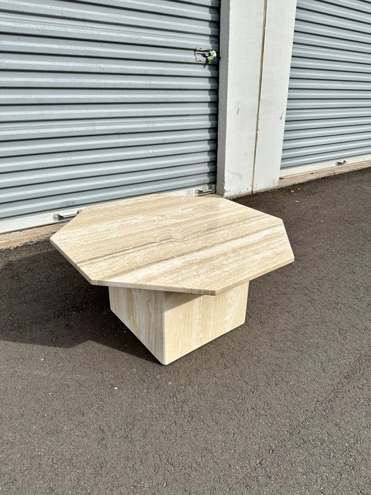 1970s Octagonal Travertine Coffee Table