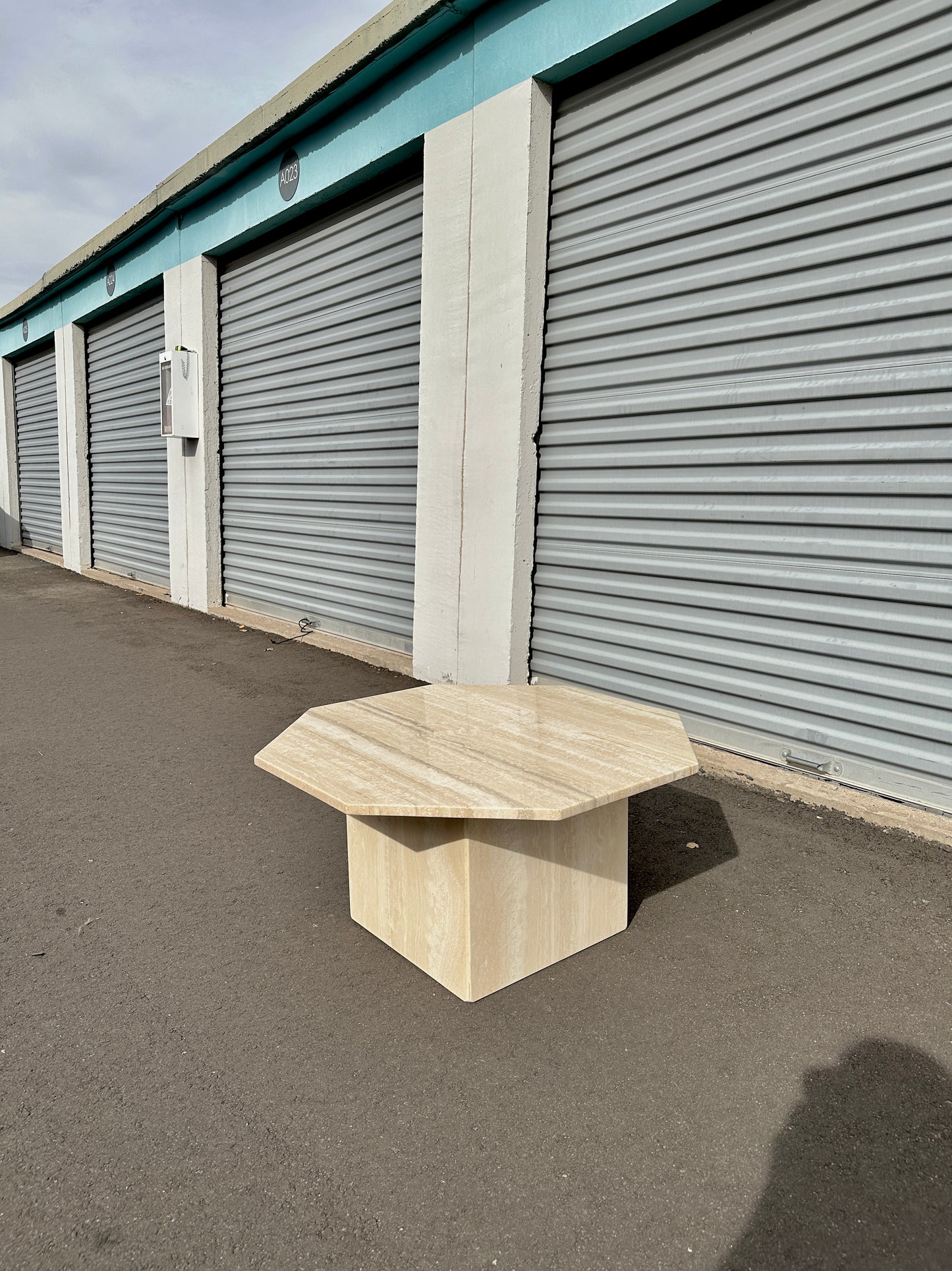 1970s Octagonal Travertine Coffee Table