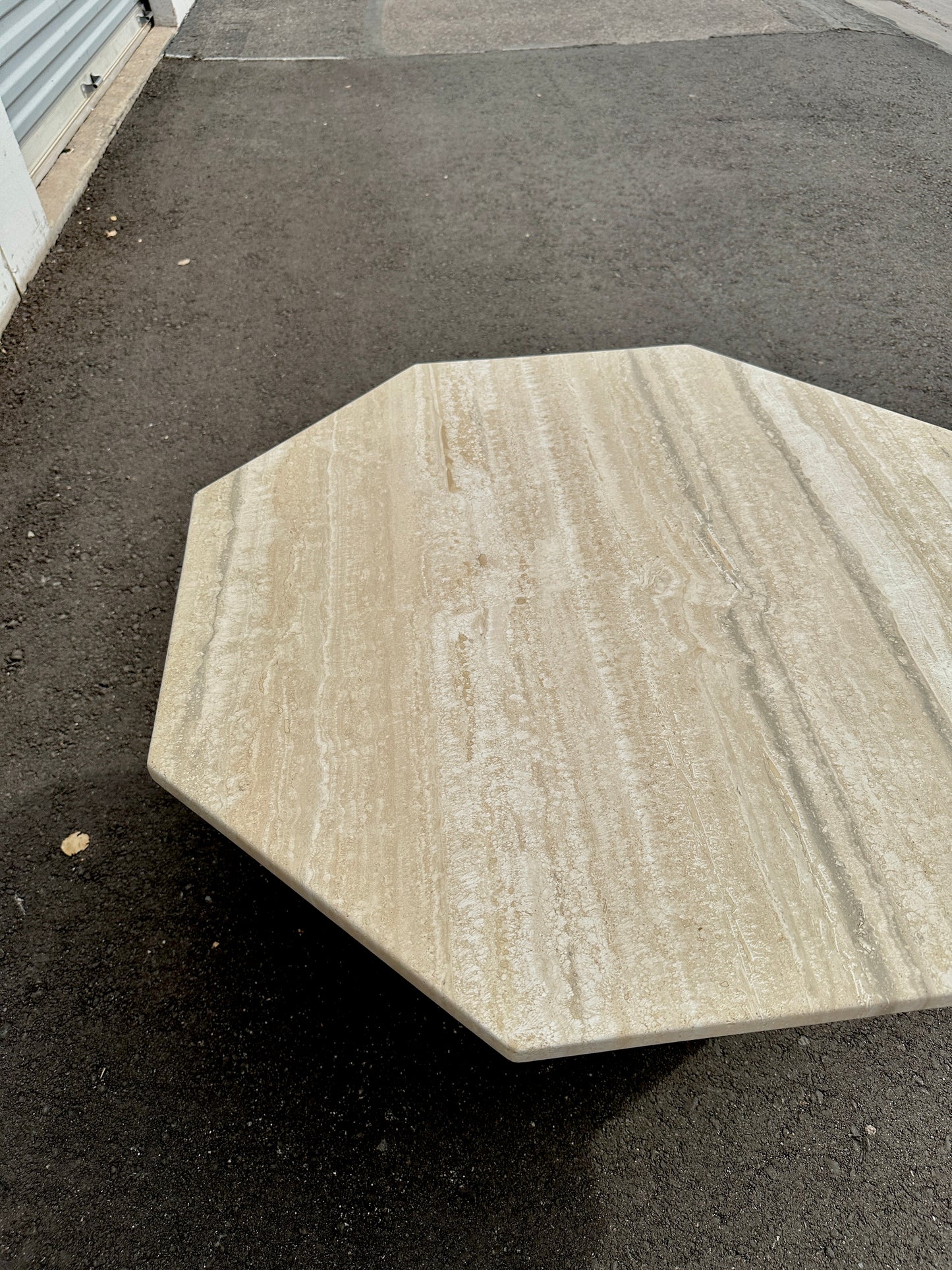 1970s Octagonal Travertine Coffee Table
