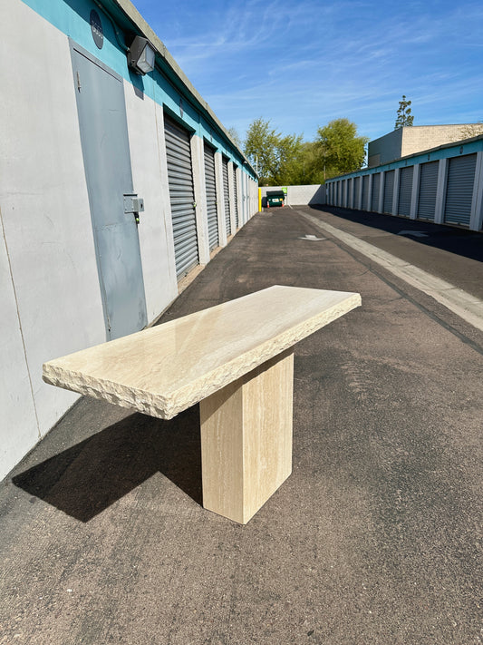 Late 20th Century Rough Edge Travertine Console Table