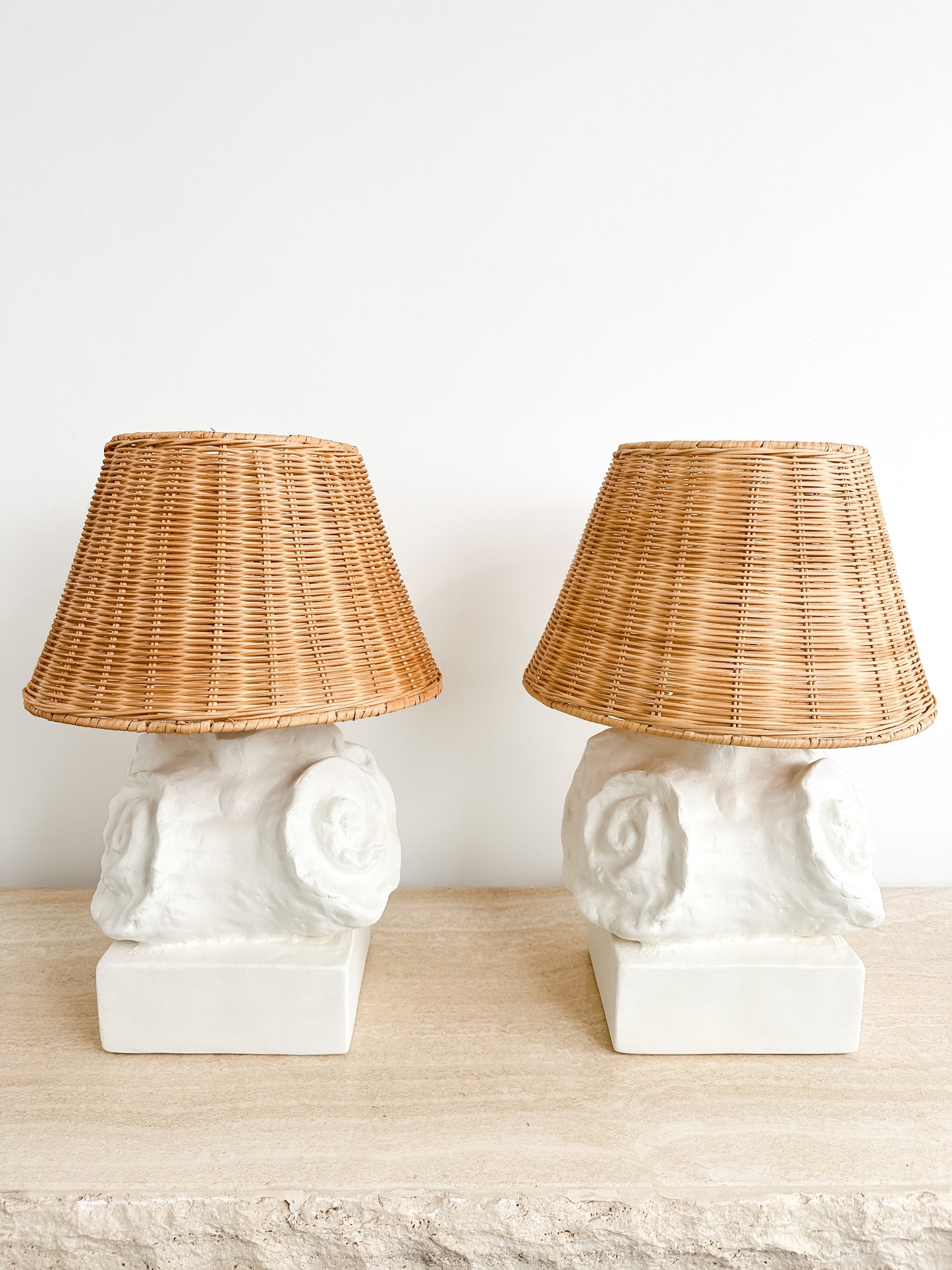 Mid Century Plaster Seashell Lamps Attributed to Frances Elkins