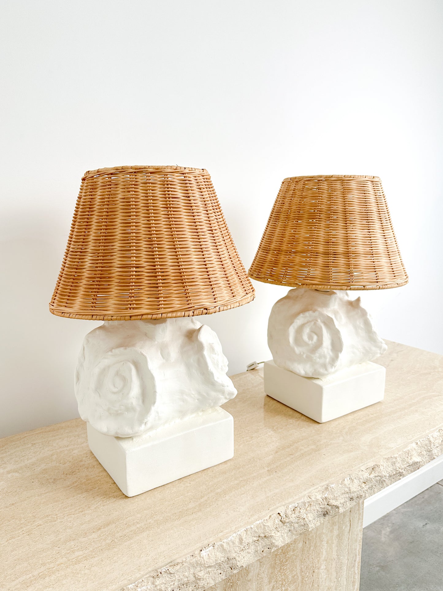 Mid Century Plaster Seashell Lamps Attributed to Frances Elkins