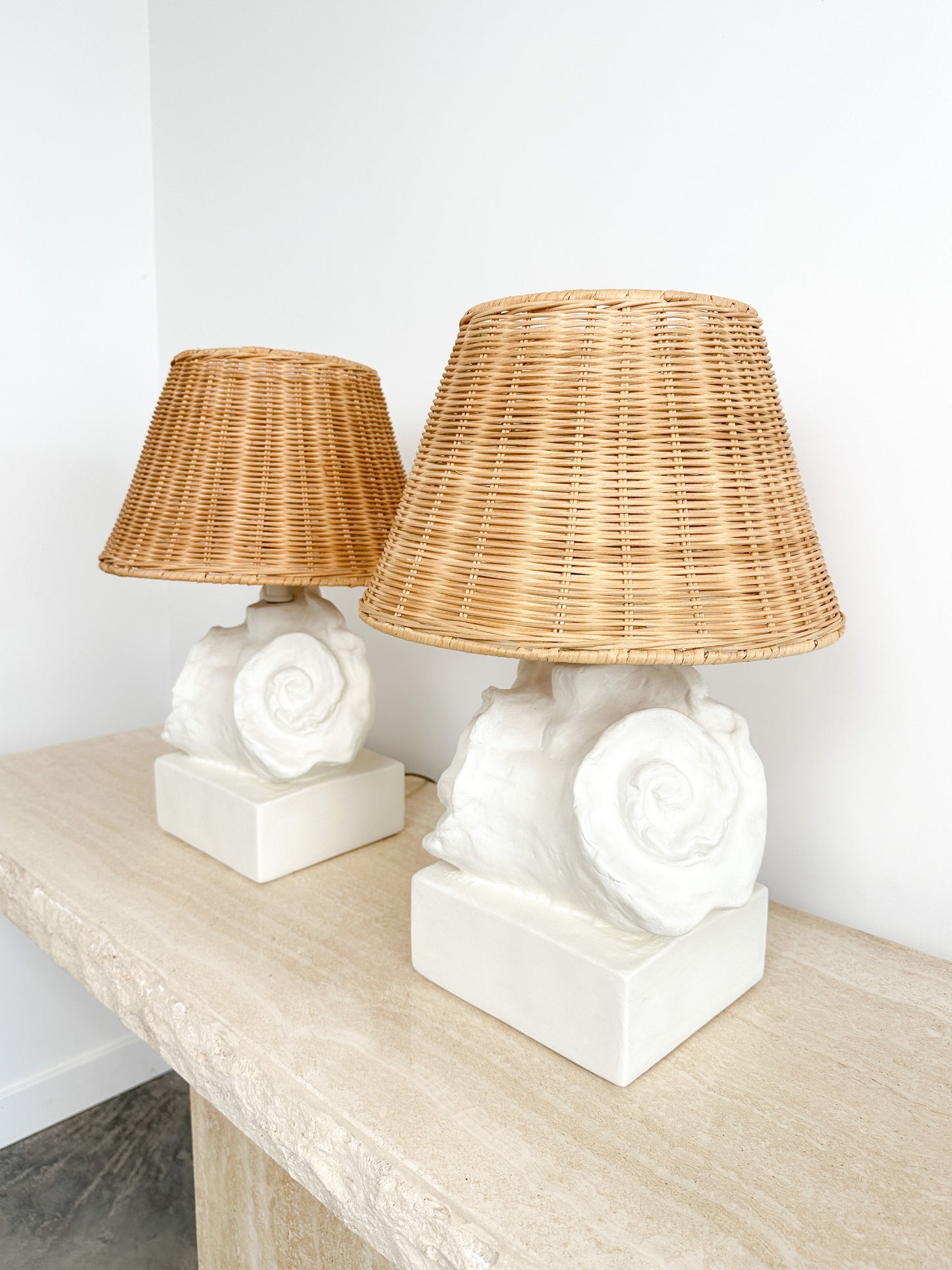 Mid Century Plaster Seashell Lamps Attributed to Frances Elkins
