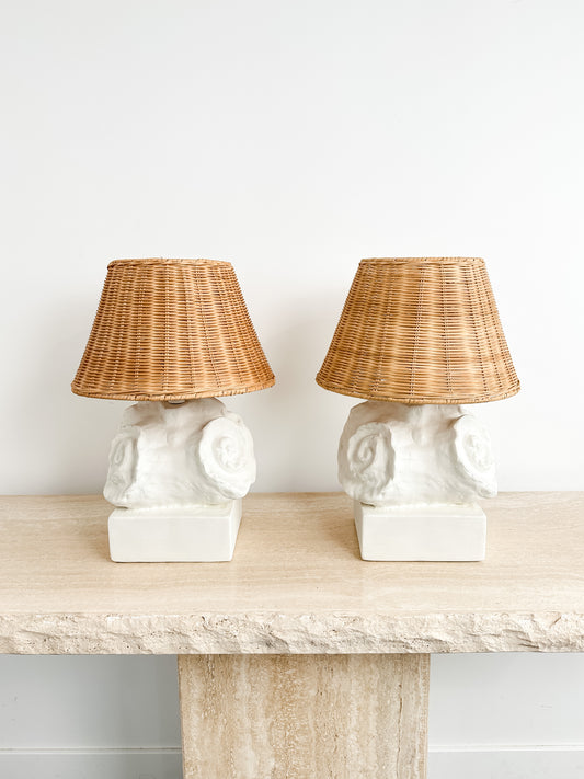 Mid Century Plaster Seashell Lamps Attributed to Frances Elkins