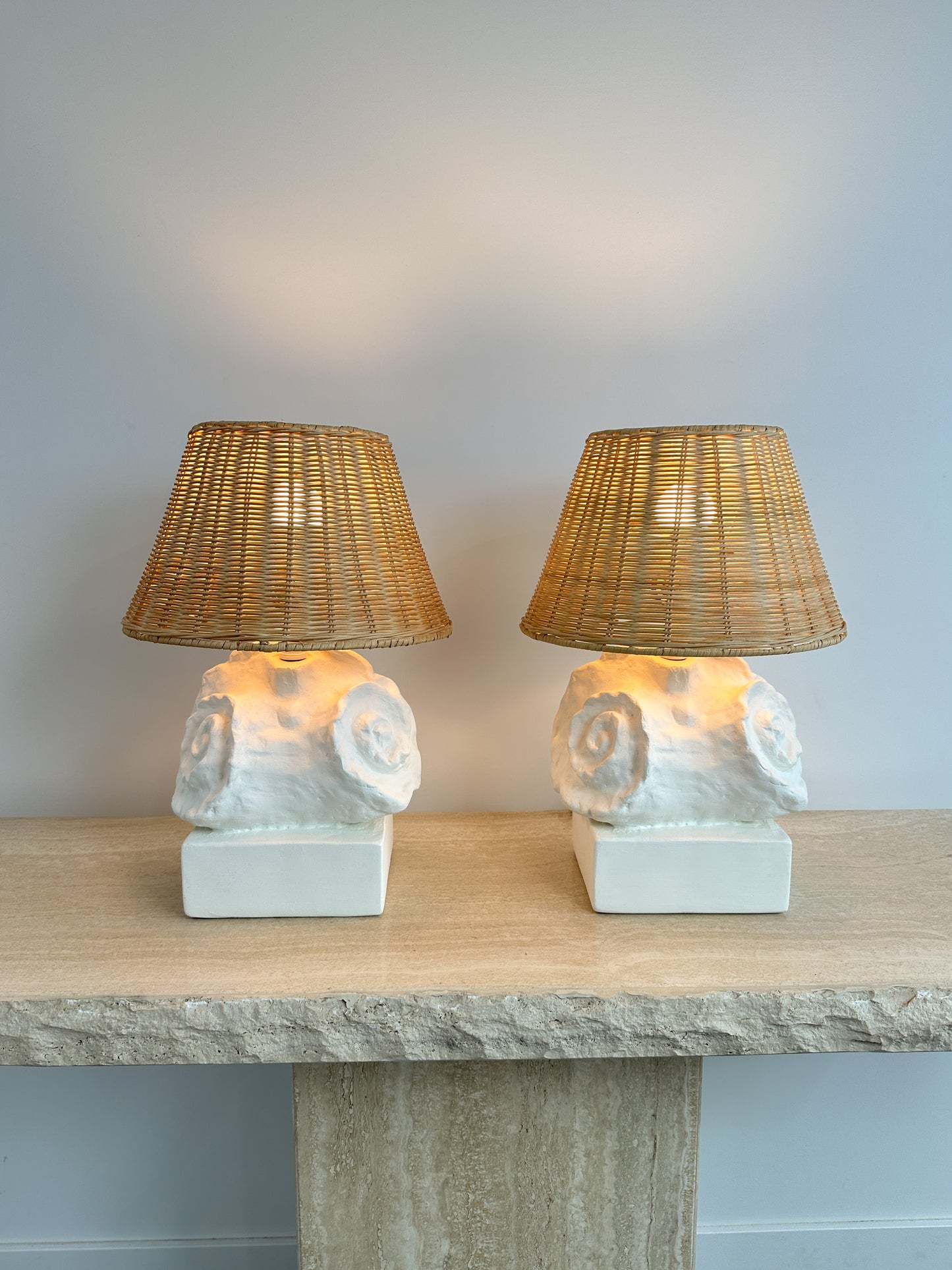 Mid Century Plaster Seashell Lamps Attributed to Frances Elkins