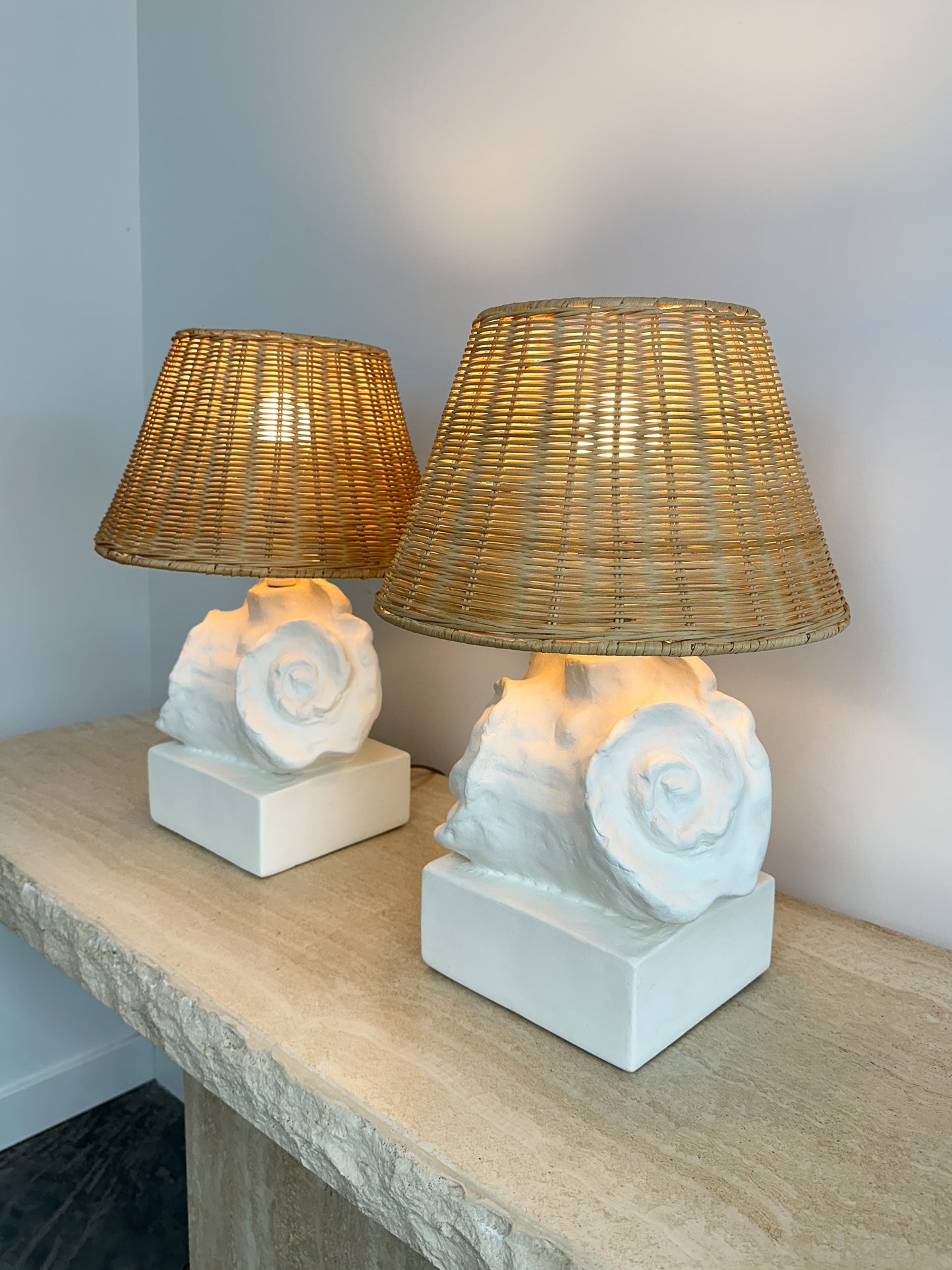 Mid Century Plaster Seashell Lamps Attributed to Frances Elkins