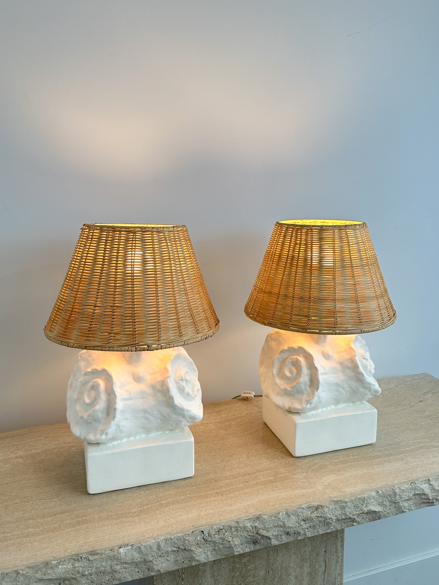 Mid Century Plaster Seashell Lamps Attributed to Frances Elkins