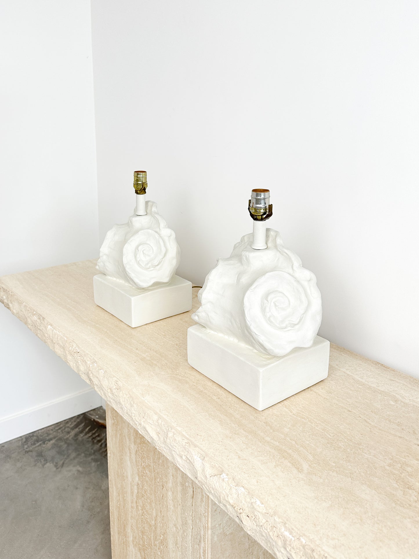 Mid Century Plaster Seashell Lamps Attributed to Frances Elkins