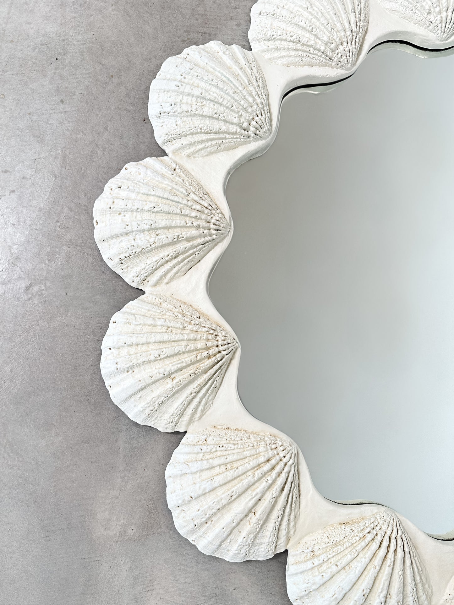 1970s Oversized Sculptural Seashell White Mirror