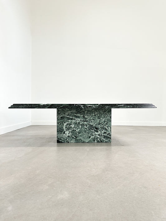 Verde Alpi Green Marble Coffee Table with Waterfall Edge, 1970s