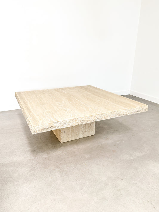 Late 20th Century Rough Edge Travertine Coffee Table